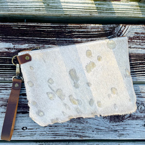 Large Zippered Wristlet - Gold Acid Wash + Caramel Kodiak