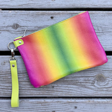 Large Zippered Wristlet - Water Malone + Neon Green