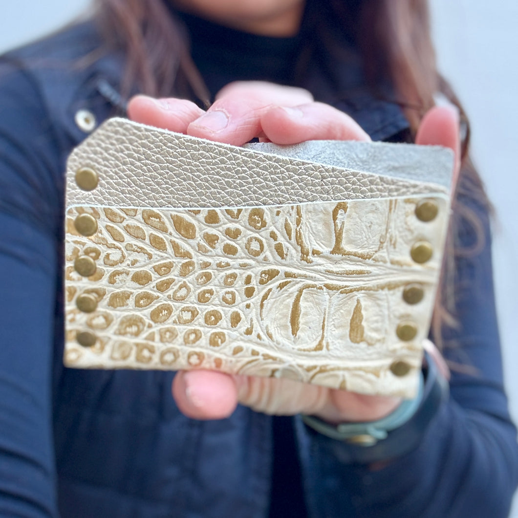 Card Wallet - Gold Croc