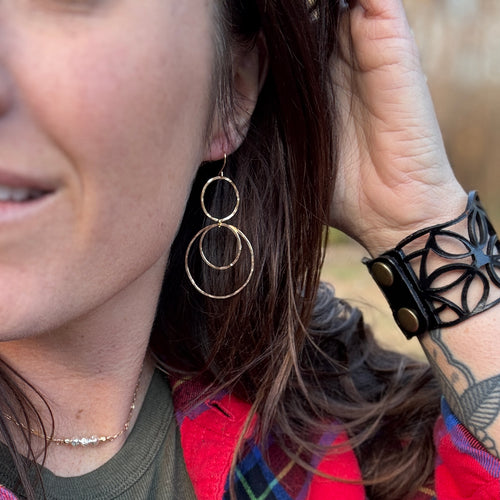 Double Hoop Hammered Dainty Earrings