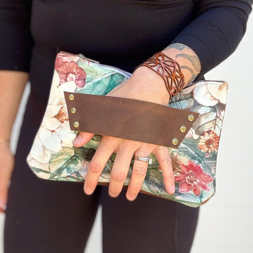 [raleigh leather] mini Clutch - Watercolor Floral