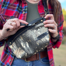[raleigh leather] belt bag - black with gold acid wash - crossbody bag