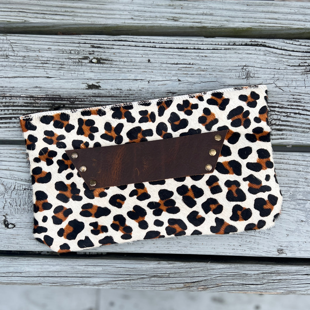 Fall - [raleigh leather] Clutch- Leopard & Caramel