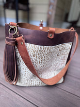 Convertible Tote - Gold Gator Embossed + Caramel