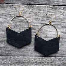 The Way Hoops - Black - Leather Earrings