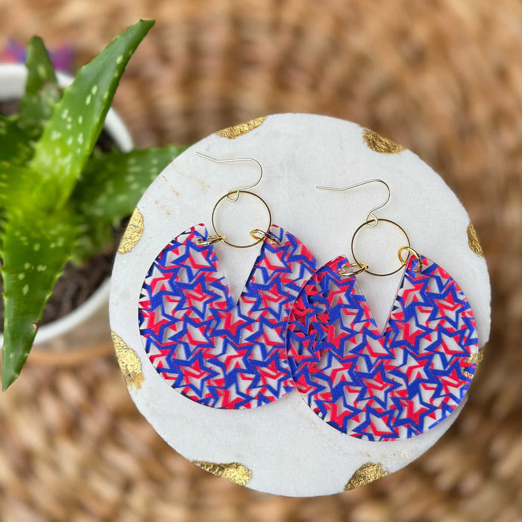 Viv - Red + Blue Stars - Acrylic Earrings