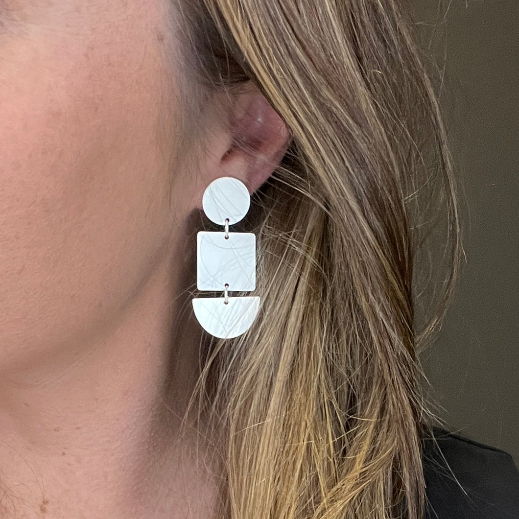 Chelsea Geo Drops - Brushed Silver