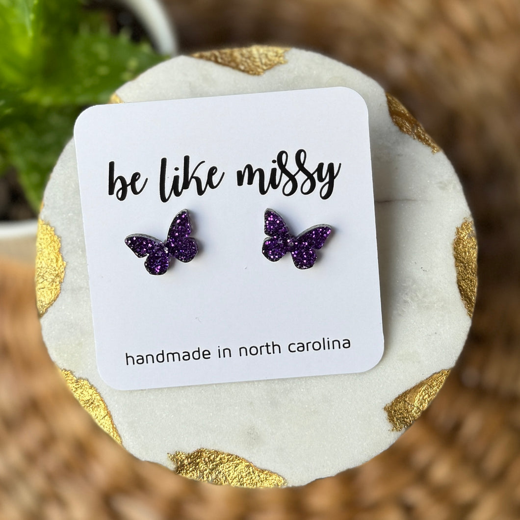 Purple Butterfly Studs