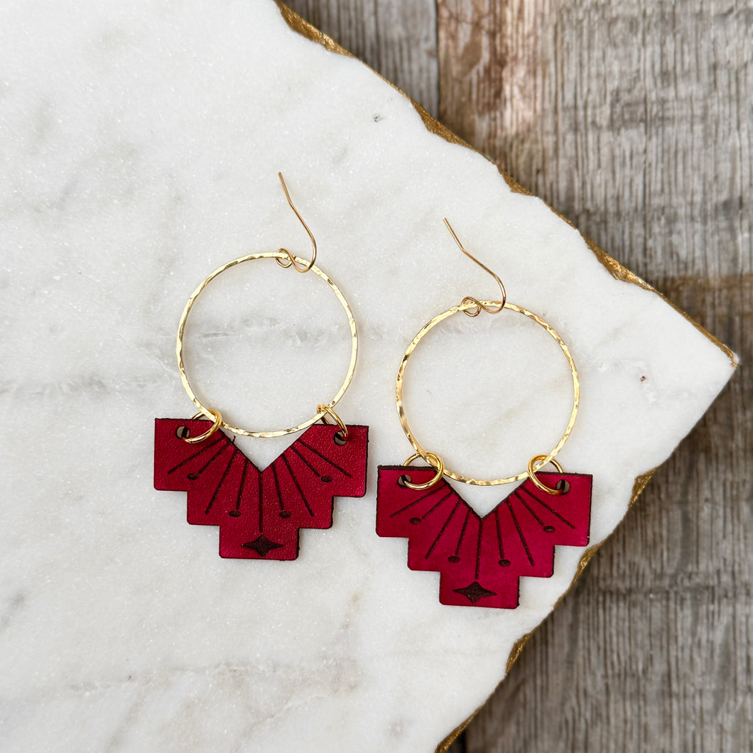 Stella - Oxblood - Leather Earrings