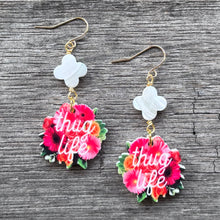 Thug Life floral acrylic + mother of pearl earrings