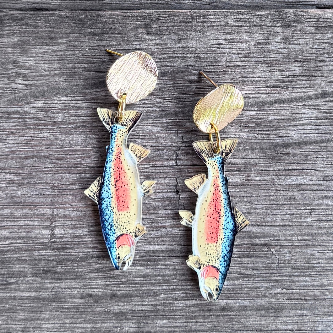 Rainbow Trout Fish Earrings