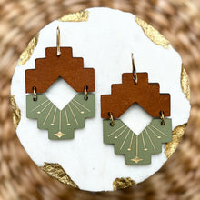 Montana - Olive - Acrylic + Leather Earrings