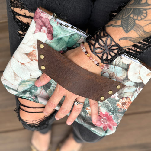 [raleigh leather] Mini Clutch - Floral Printed Lambskin