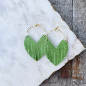 Glam Hoops - Muted Grassy Green - Leather Earrings