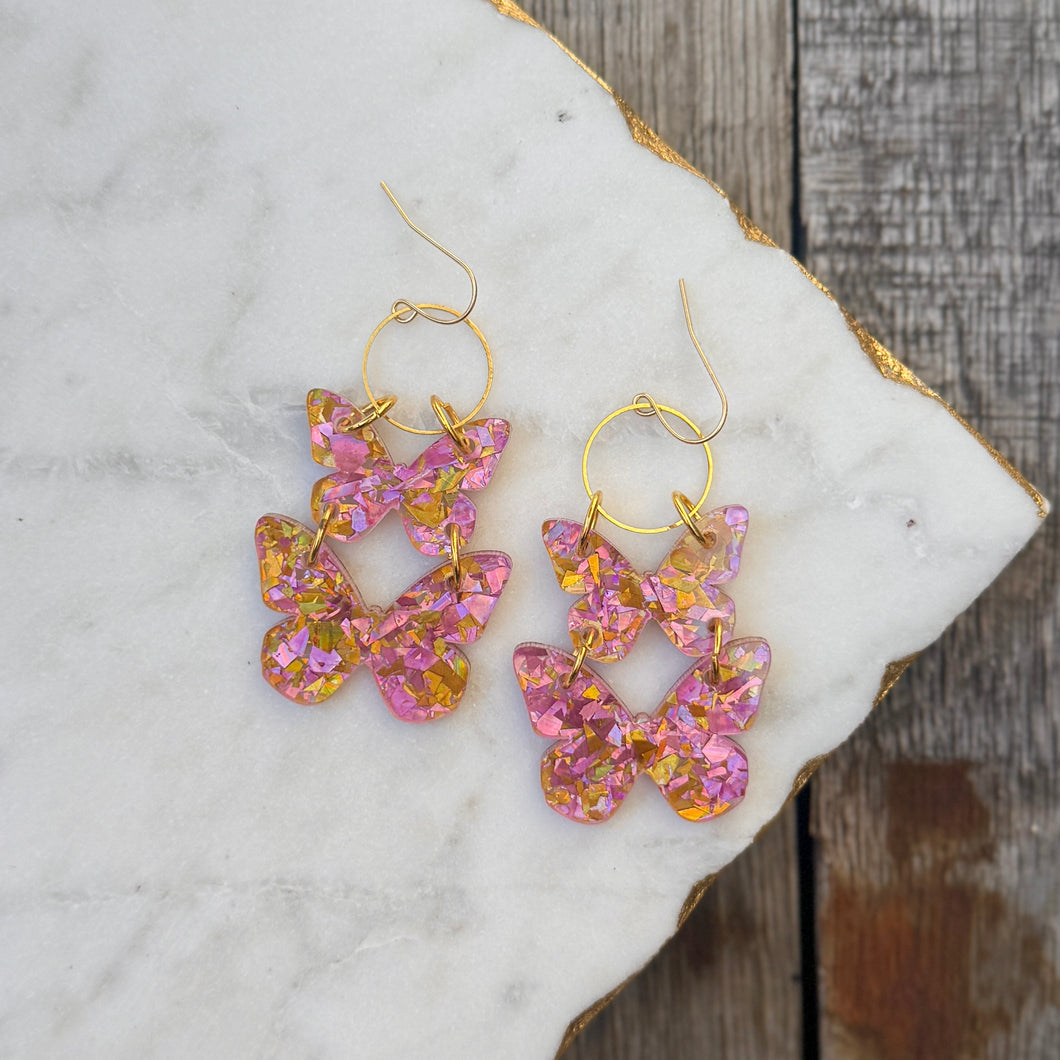 Butterfly Stacks - Cocktail Party - Acrylic Earrings
