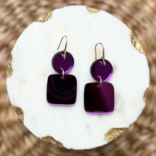 Mini Stacks - Purple Mirror - Acrylic Earrings