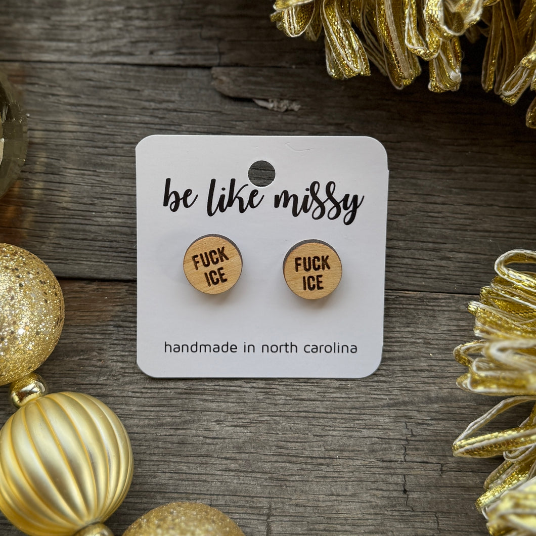 FUCK ICE Wooden Earrings V2