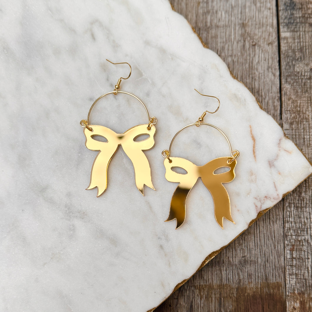 Audrey Bow Earrings - Gold Mirror