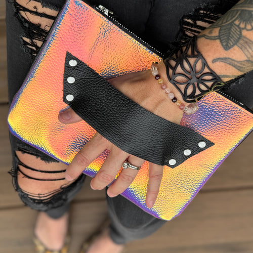 [raleigh leather] Mini Clutch - Iridescent Pink