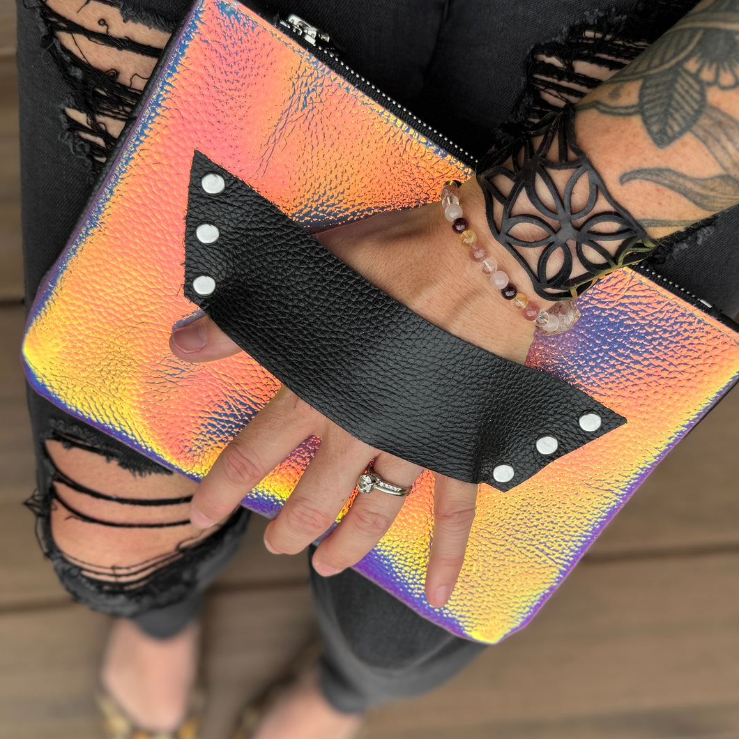 [raleigh leather] Mini Clutch - Iridescent Pink
