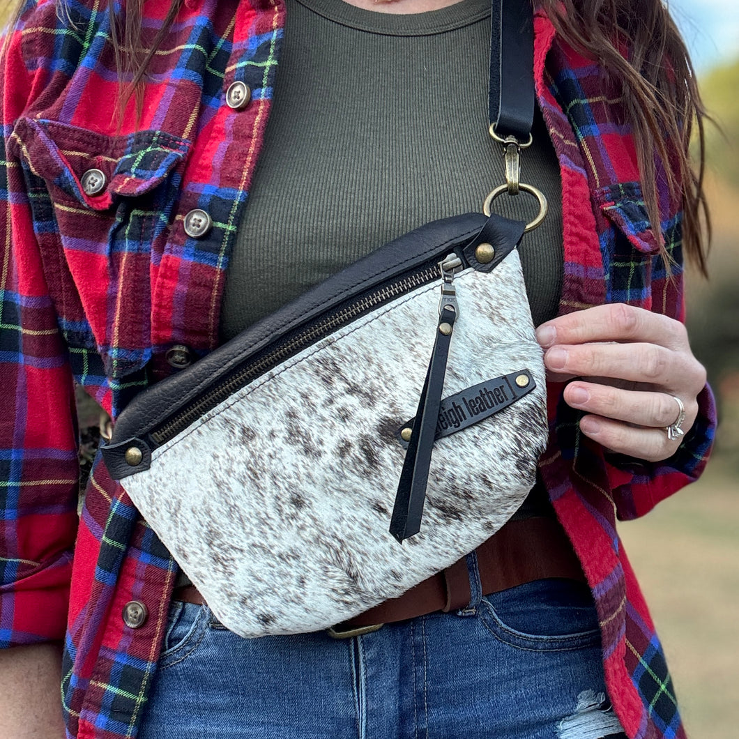 [raleigh leather] belt bag - off white brindle - crossbody bag