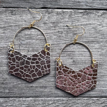 The Way Hoops - Champagne Crackle - Leather Earrings