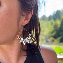 Remix Flowers - Hand Painted White Leather Earrings