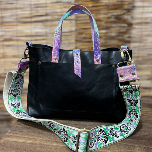 Go Everywhere Handled Crossbody Bag - Black + Iridescent