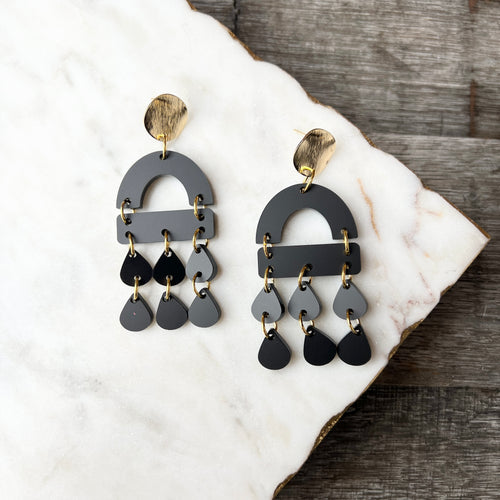 Scarlett Chandelier Earrings - Matte Black - Acrylic Earrings
