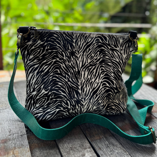 Just Go Zippered Crossbody Bag - Zebra Print