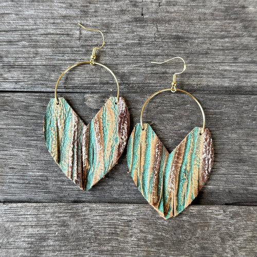 Glam Hoops - Beachwood - Leather Earrings