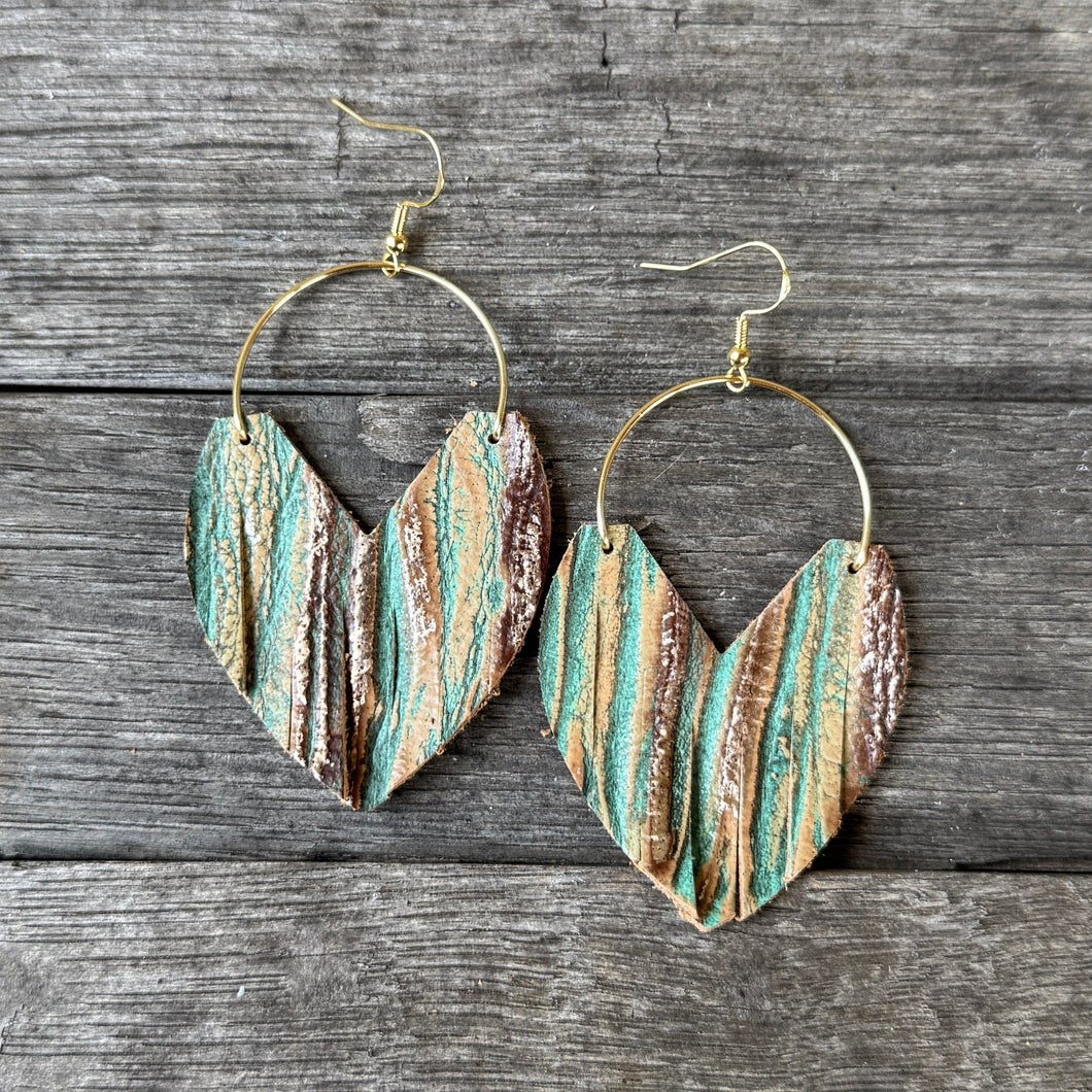 Glam Hoops - Beachwood - Leather Earrings