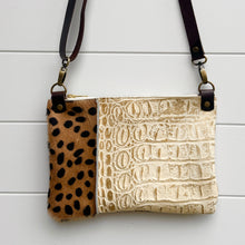 Go Small Miscellany Zippered Crossbody - Cheetah + Gold Croc