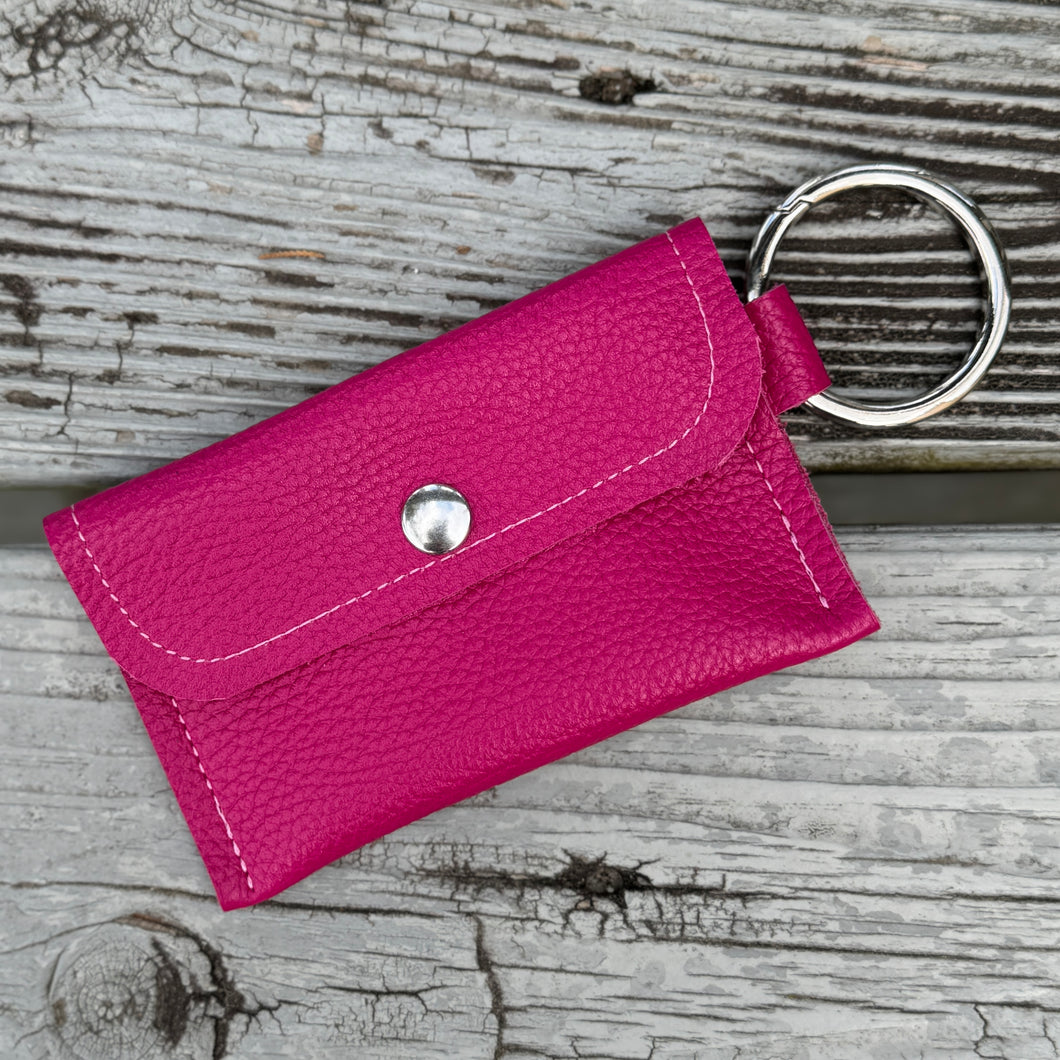 Keychain Wallet - Bright Pink with Silver