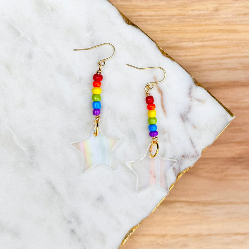 Rainbow Star Beaded Drops