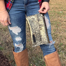 Large Envelope Wristlet - Black Acid Wash with Gold