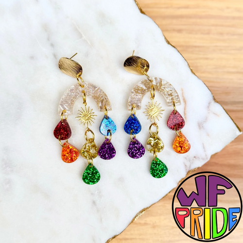 Rainbow Chandelier Earrings - Glitter
