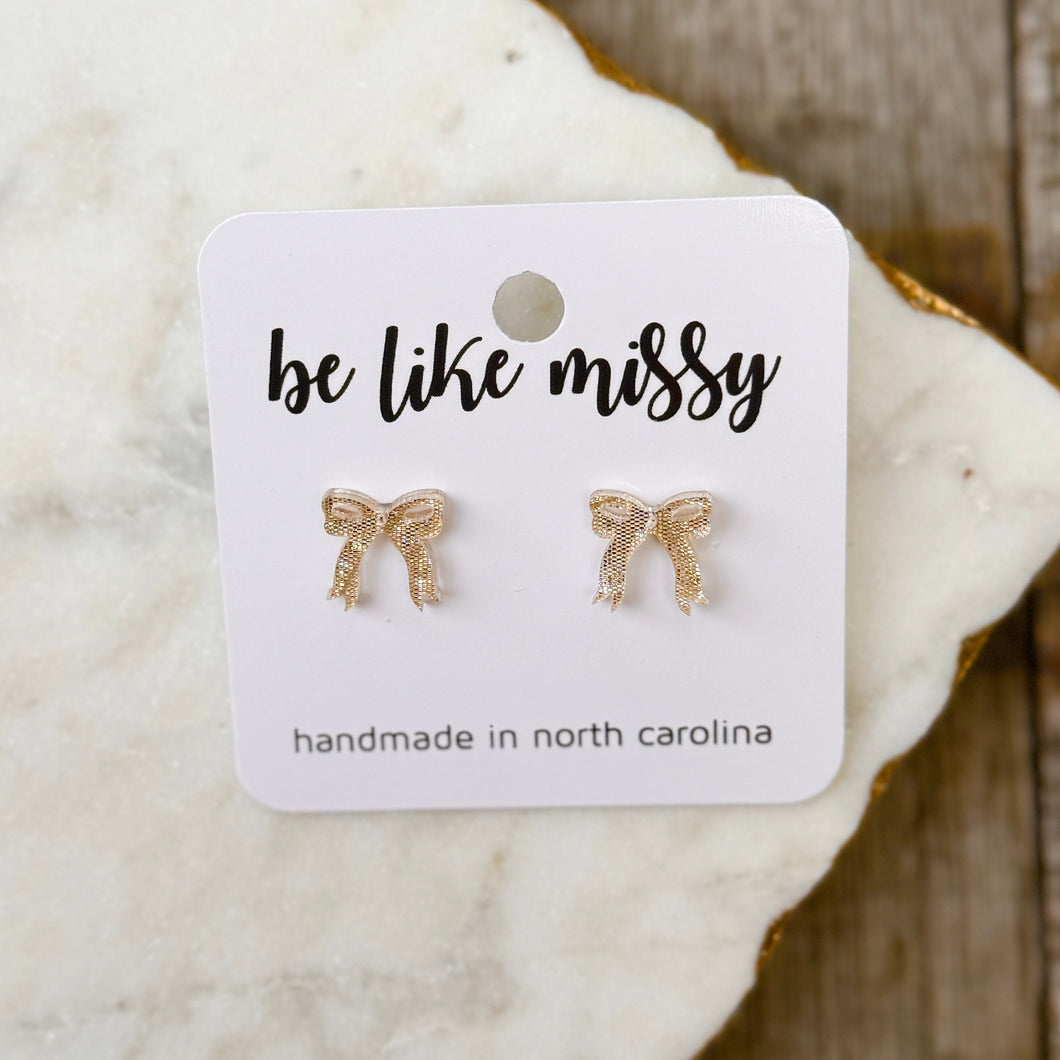 Stud Earrings - Bow - Champagne