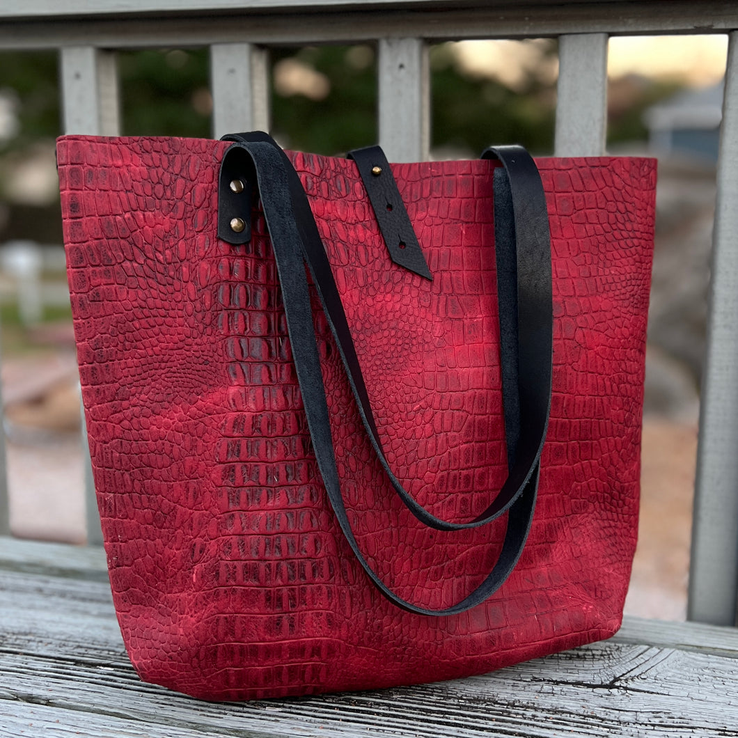 Tall Tote - Red Croc