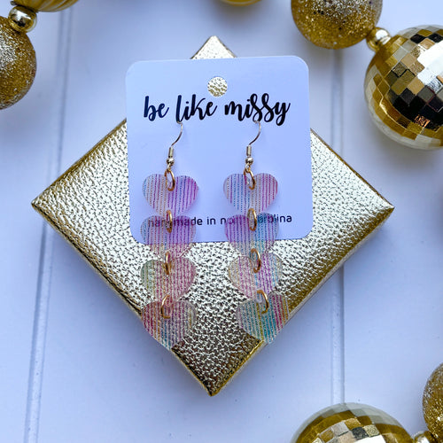 Cascading Hearts - Pink + Blue + Gold