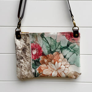 Go Small Miscellany Zippered Crossbody - Cowhide + Floral