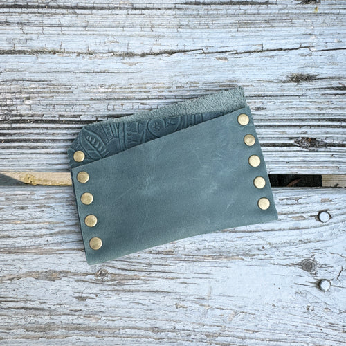 Card Wallet - Vintage Teal with Brass
