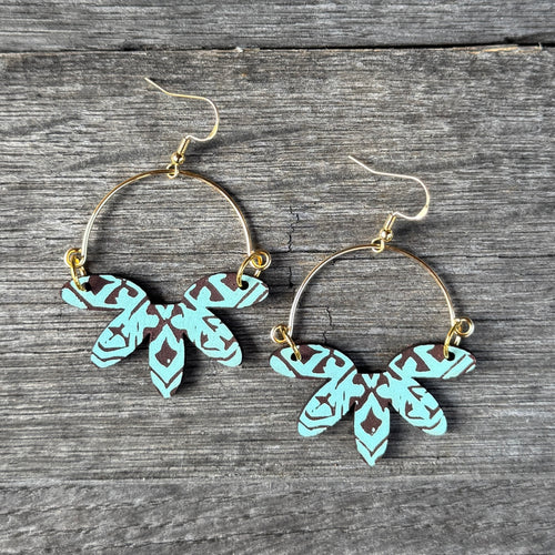 Remix Flowers - Hand Painted Patina Leather Earrings