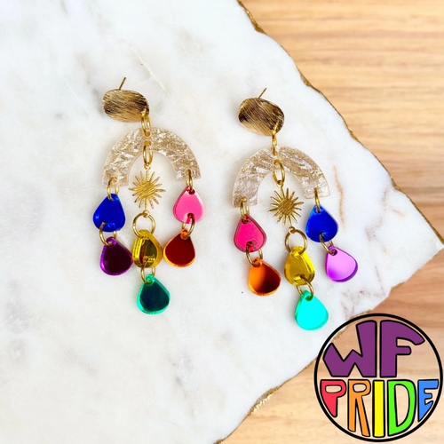 Rainbow Chandelier Earrings - Mirror
