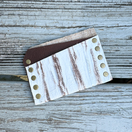 Card Wallet - White Beachwood with Brass