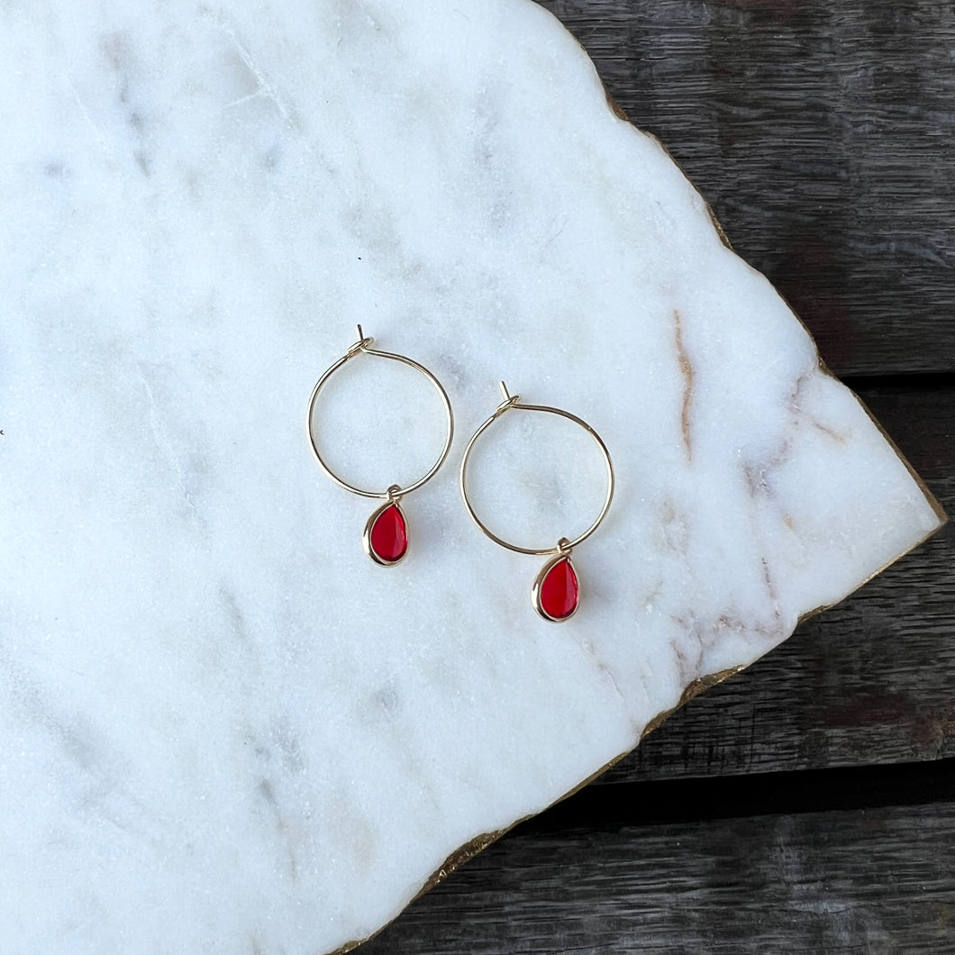Tiny Sparkle Hoops - Red
