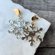 Snowflake Statement Earrings - Champagne Glitter