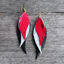 Hurricanes - Wings of an Angel - Small - Red White and Black - Leather Earrings