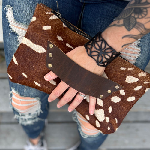 Fall - [raleigh leather] Clutch - Antelope Print