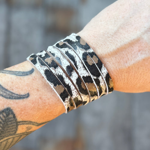 Split Leather Cuff - Leopard